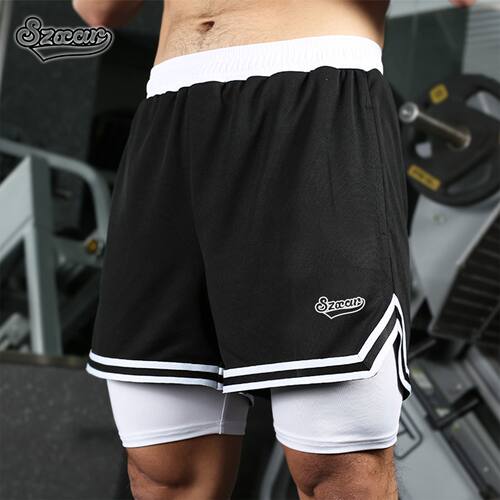 SZXAR篮球训练短裤男假两件健身跑步运动速干透气马拉松三分裤夏