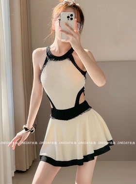 连体泳衣女新款爆款白色连体泳衣纯欲高级感保守温泉度假女士泳装