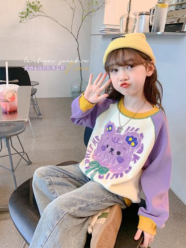 女童卫衣春秋长袖网红加绒打底衫