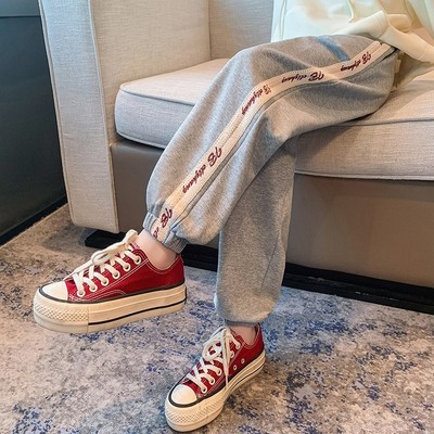 女童秋装灰色束脚小学生运动裤子