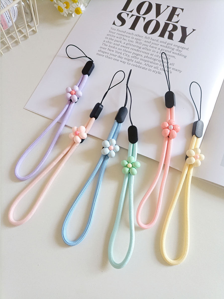 原创ins风立体小花手机挂绳女文艺学生挂链u盘钥匙手腕绳挂件可调