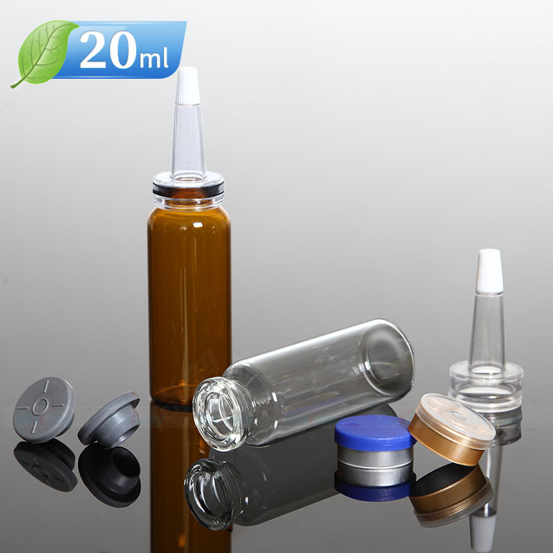 卡口管制瓶玻尿酸原液玻璃西林瓶20ml  尖嘴喇叭头精华冻干滴头