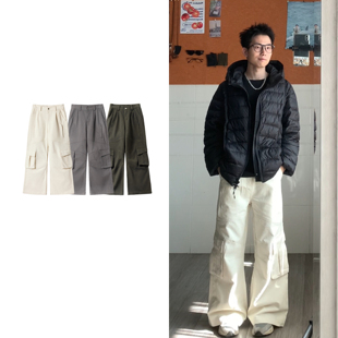 黑子舞想美式多口袋机能工装裤子纯棉百搭宽松痞帅休闲裤复古男女