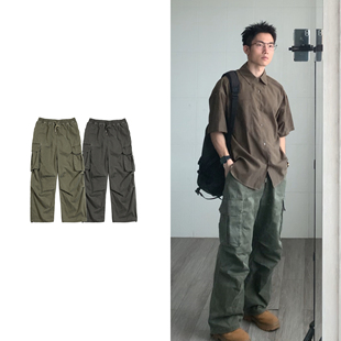 黑子舞想日系复古多口袋工装裤宽松直筒休闲长裤潮牌水洗品质裤子