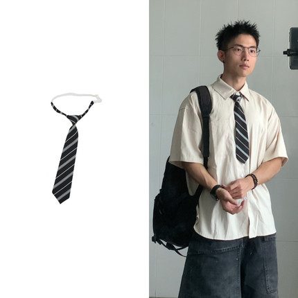 黑子舞想JK领带日系学院风黑色条纹校服jk制服免打结短款学生潮