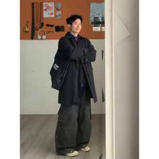 黑子舞想风衣男中长款外套新款秋冬季日系学生大衣复古宽松过膝女