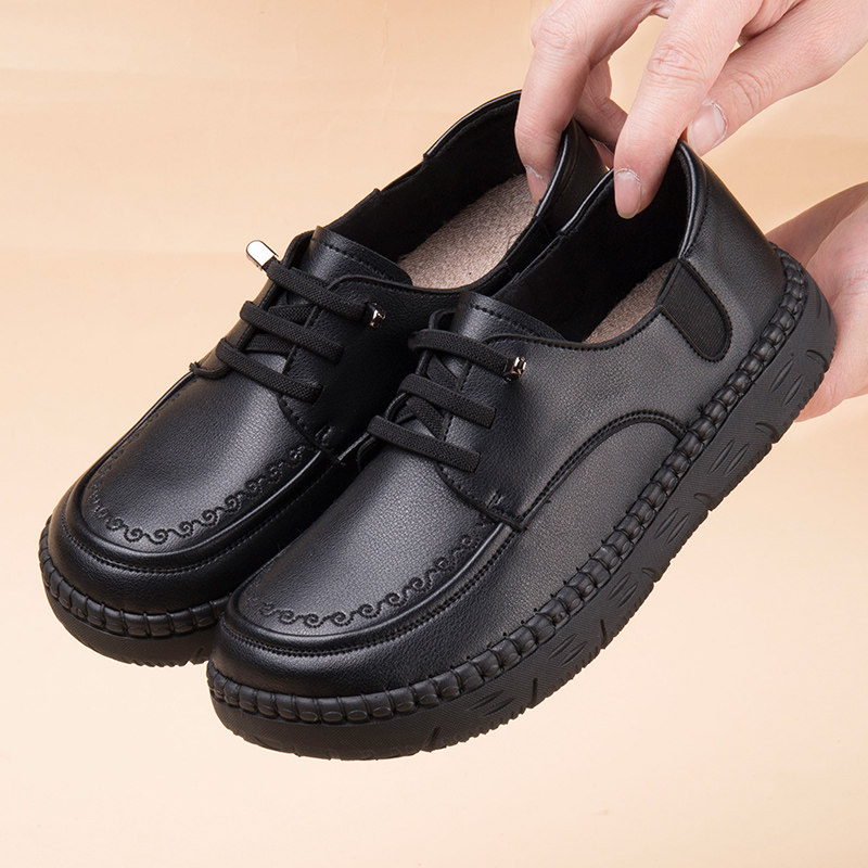 新款妈妈鞋春秋款老北京布鞋女中老年舒适皮面软底防滑奶奶老人鞋,女鞋,浅口单鞋,淘宝优惠券,粉丝福利购,淘宝优惠卷