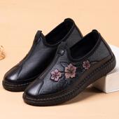 女新款 皮面妈妈鞋 舒适老太太防滑软底老年人鞋 老北京布鞋 女奶奶鞋