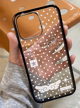 nanabear奈奈熊原创波点翅膀亚克力透明手机壳可放明星小卡拍立得韩系ins风黑边框适用于苹果17promax16pro15