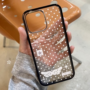 nanabear奈奈熊原创波点翅膀亚克力透明手机壳可放明星小卡拍立得韩系ins风黑边框适用于苹果17promax16pro15
