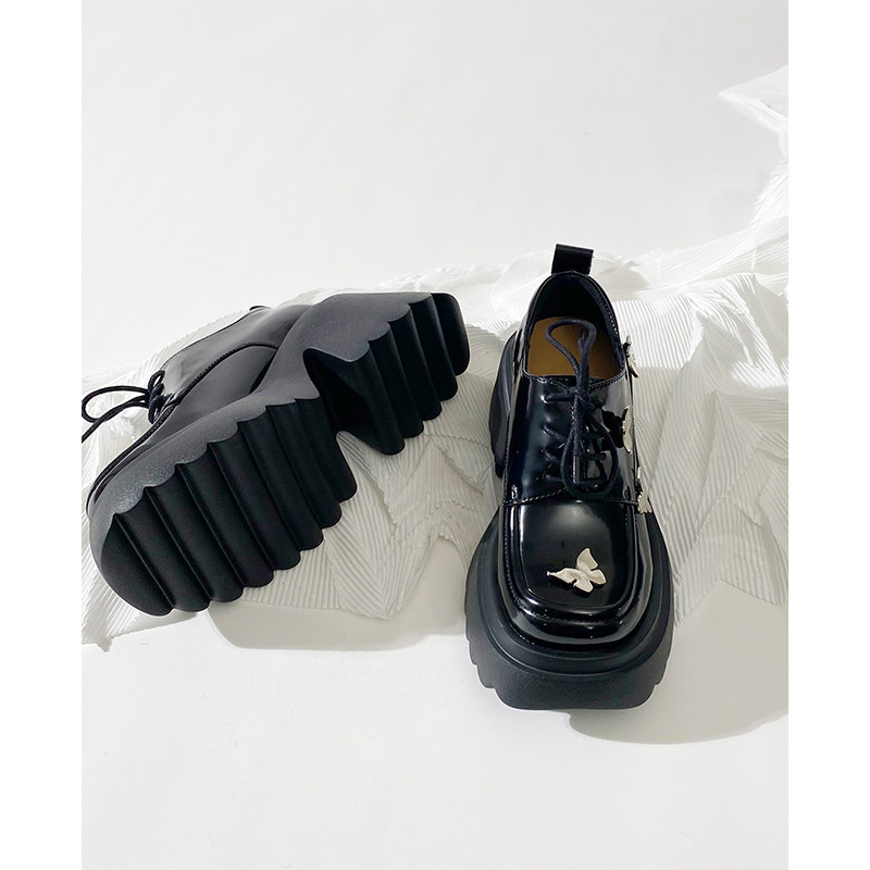 莲花府邸2025春季单鞋高跟防水台金属小蝴蝶深口系带小皮鞋日系风,女鞋,深口单鞋,淘宝优惠券,粉丝福利购,淘宝优惠卷