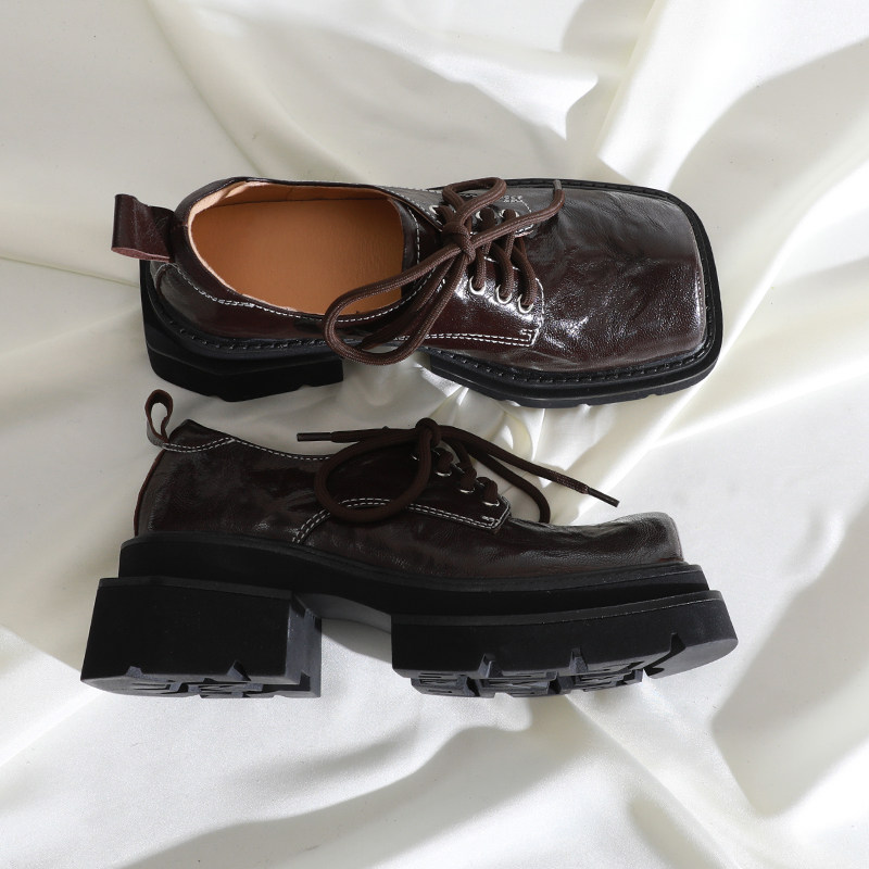 莲花府邸2025春季时尚复古女鞋方头深口系带单鞋百搭粗跟羊皮女鞋,女鞋,深口单鞋,淘宝优惠券,粉丝福利购,淘宝优惠卷