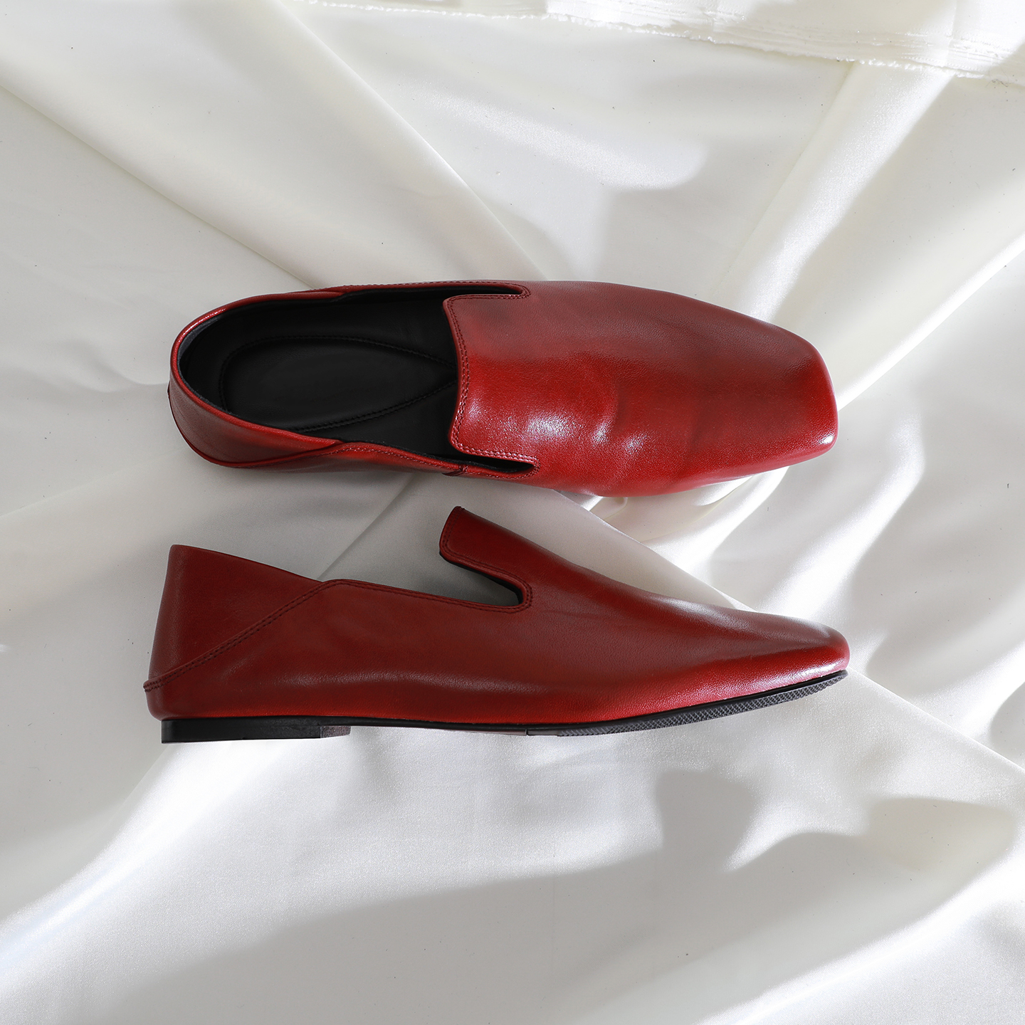 韩版方头深口套脚单鞋平跟