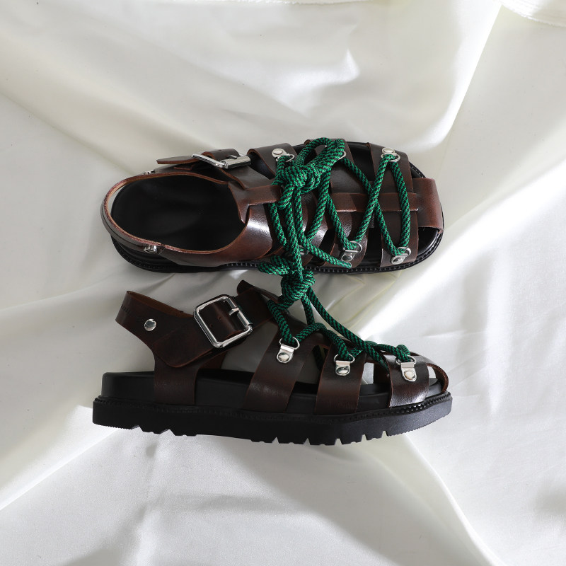 莲花府邸2026夏季复古凉鞋羊皮厚底包头镂空小众设计百搭罗马鞋子,女鞋,罗马凉鞋,淘宝优惠券,粉丝福利购,淘宝优惠卷