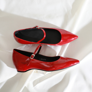 莲花府邸简约时尚 浅口女鞋 一字带玛丽珍气质百搭内增高里外全皮鞋