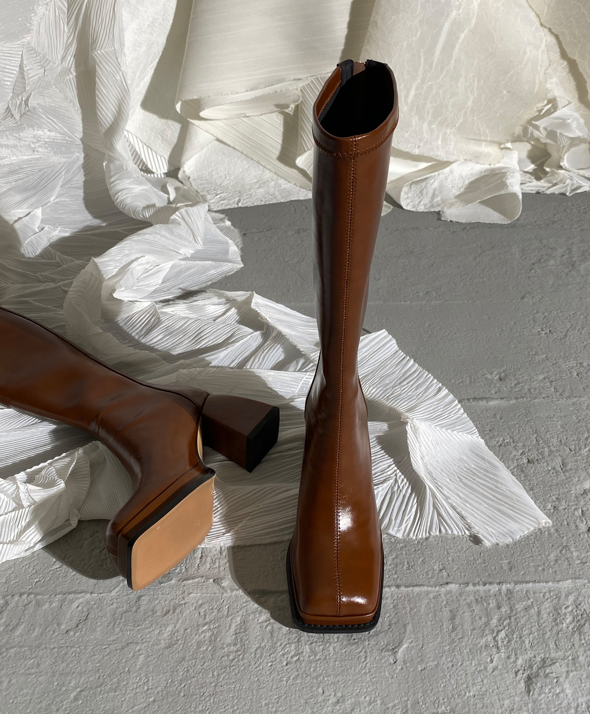 莲花府邸欧美长筒靴高跟防水台