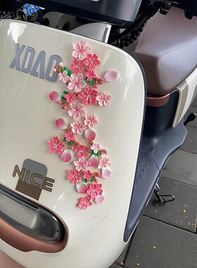 新款桃花电动车小装饰立体