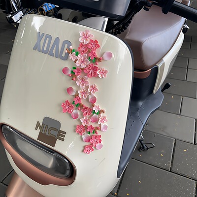 新款桃花电动车小装饰立体