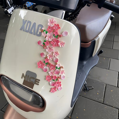 新款桃花电动车小装饰立体