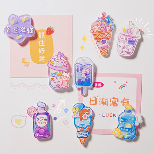 夏日可爱女孩创意冰箱贴磁铁亚克力个性 饰 冰淇淋水果磁性吸铁石装