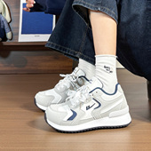 皮面德训鞋 女鞋 软底轻便2026春季 回力新款 百搭复古厚底运动鞋 透气