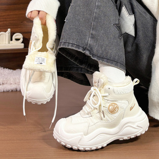 软底轻便短筒靴子增高 保暖棉鞋 回力加绒加厚雪地靴女厚底冬季 新款