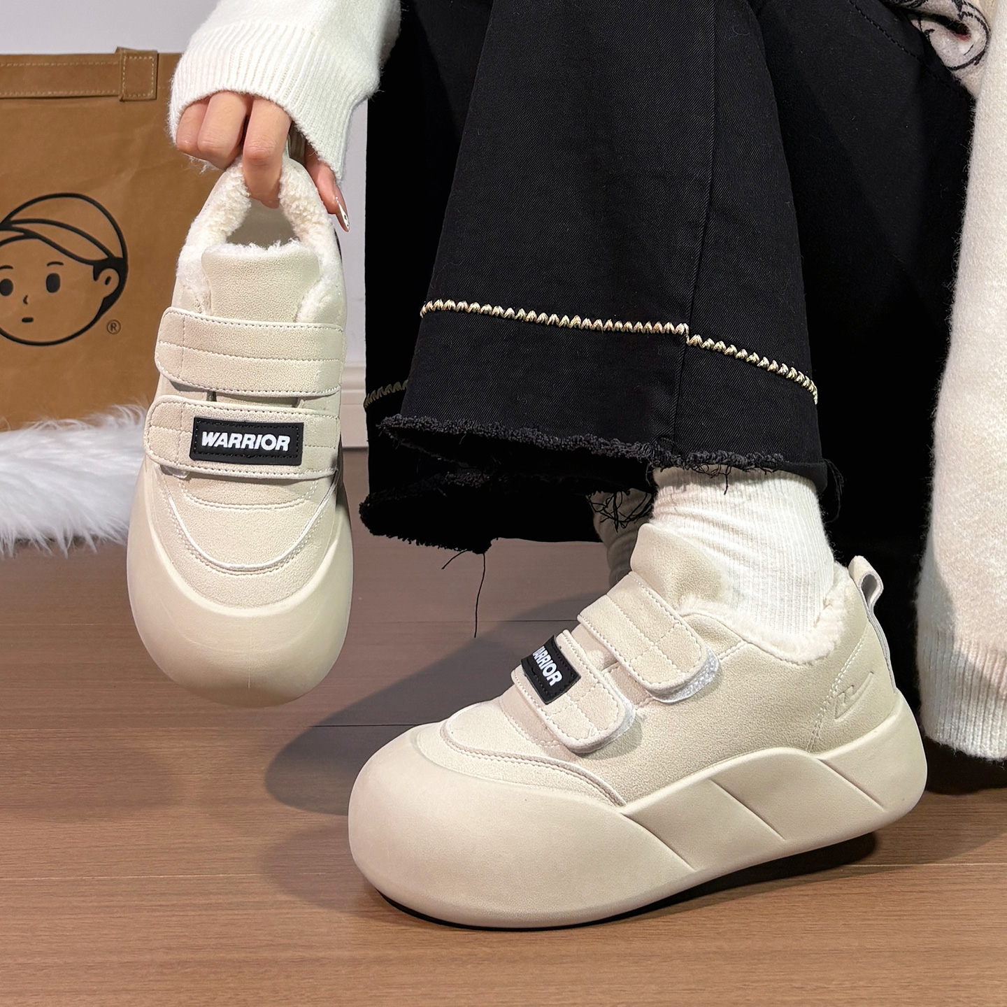 回力冬季新款二棉鞋女加绒保暖