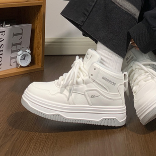 运动保暖板鞋 2026春季 女厚底百搭爆款 回力加绒高帮小白鞋 原创 新款