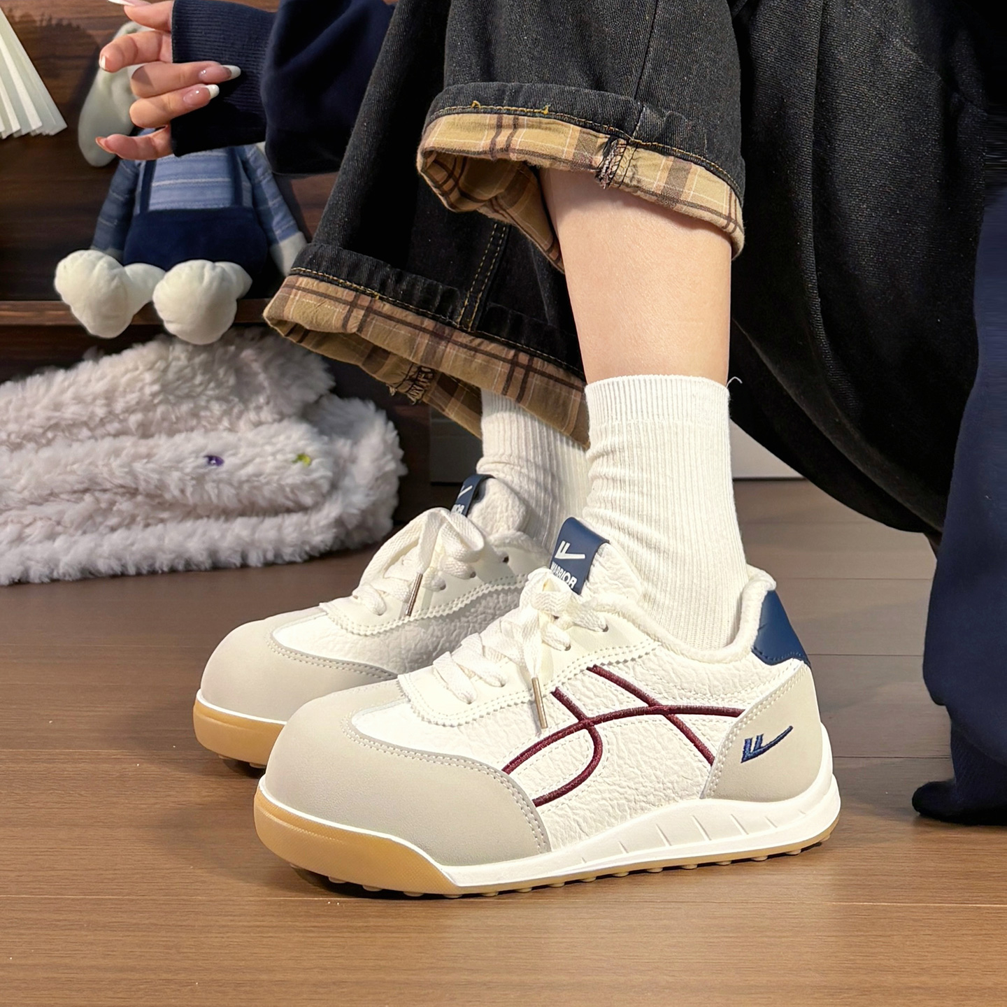 冬季新款回力加绒德训鞋女爆款