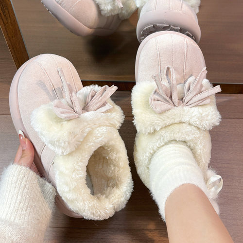 回力粉色雪地靴加绒2025冬季新款