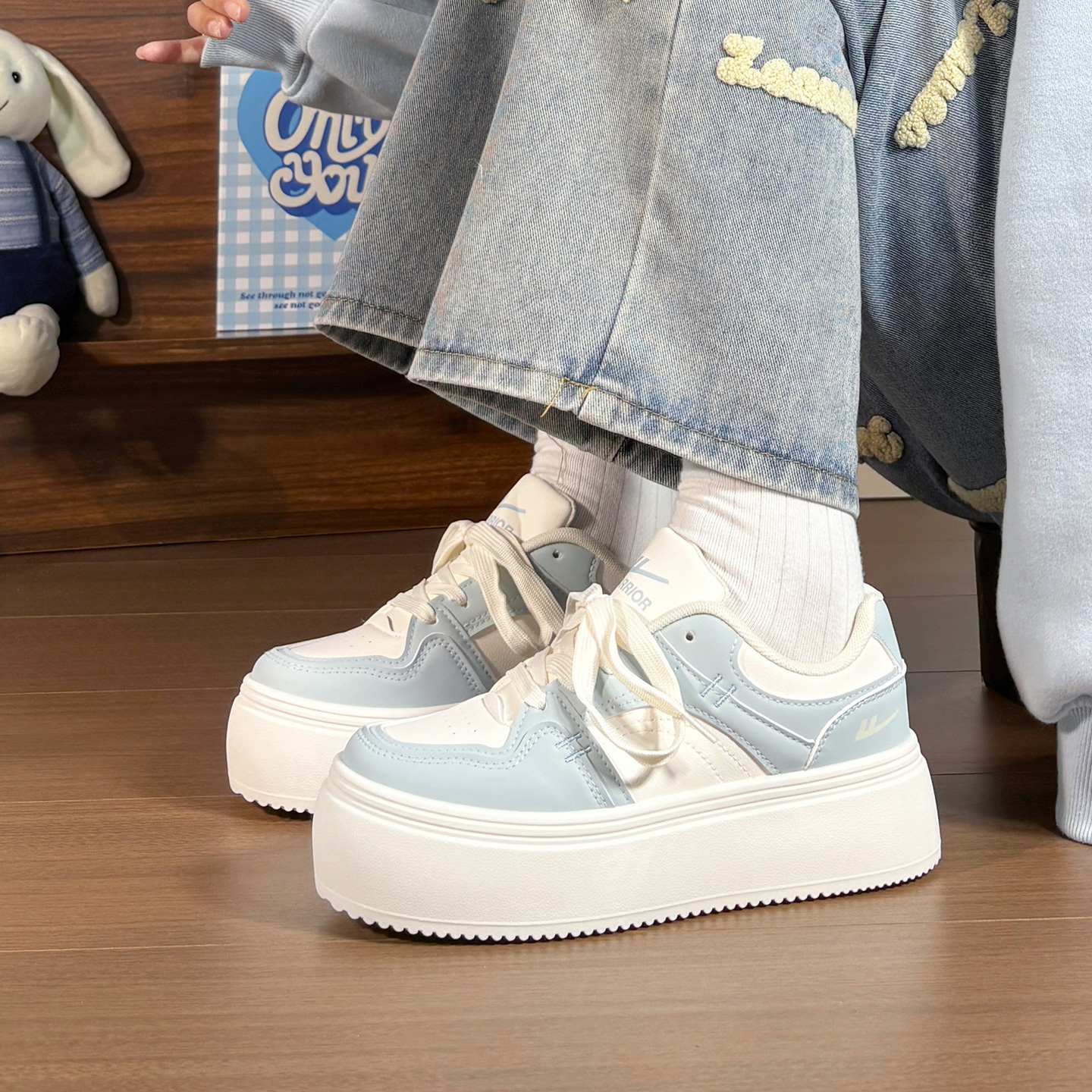 回力厚底增高大头面包鞋女爆款