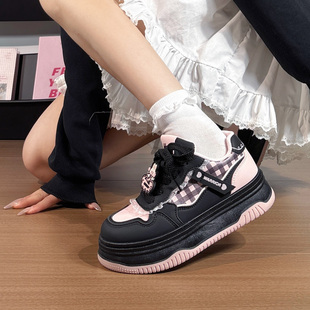 回力黑粉大头面包鞋女2026新款原创百搭运动小众原创设计板鞋增高