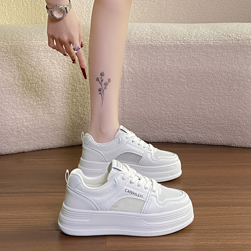 时尚休闲软底舒适跑步运动板鞋平底网面时尚潮流2025新款夏小白鞋