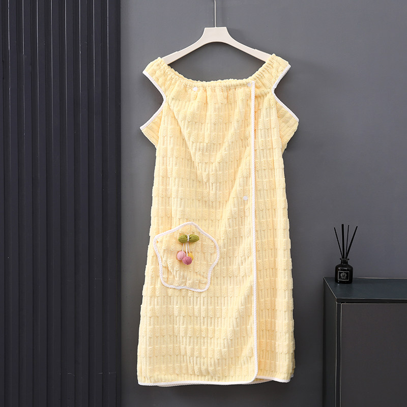 2025新款加厚可穿浴巾纳米吊带女家用可裹柔软吸水大人洗澡浴裙