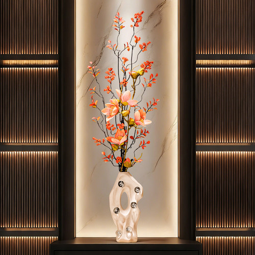 搬新房高档陶瓷假山造型花瓶摆件