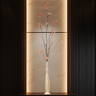 进门玄关壁龛细长竖高艺术花瓶摆件客厅插花仿真花高档创意工艺品
