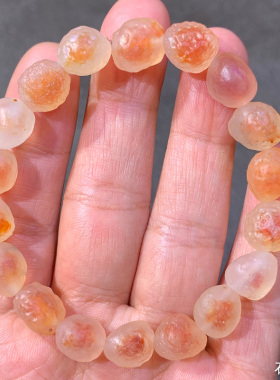 天然玛瑙 阿拉善玛瑙原石 精品糖心手串 手链 戈壁石 奇石