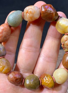 天然戈壁阿拉善石 奇石 玛瑙原石 筋脉 手串 手链