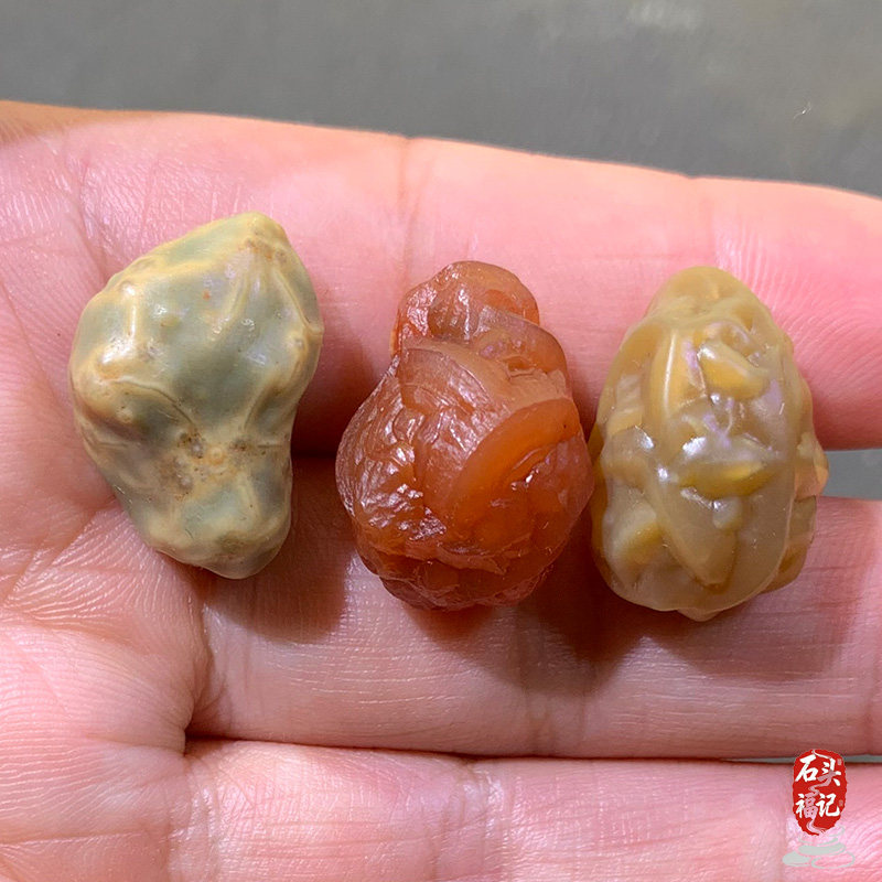 天然戈壁玛瑙阿拉善奇石精品玛瑙原石 地表经脉石  三通 小坠