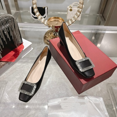 真皮方头粗中跟优雅百搭女单鞋