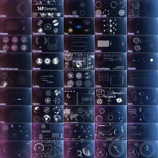 149个用于触摸屏的HUD全息科幻元素带通道视频素材pr ae后期特效