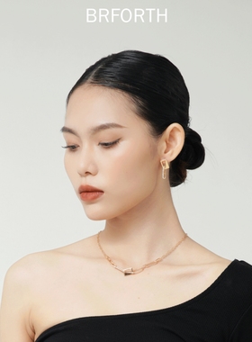 BRFORTH 方形环扣耳环AB款时尚百搭耳环女简约风格气质感设计耳饰