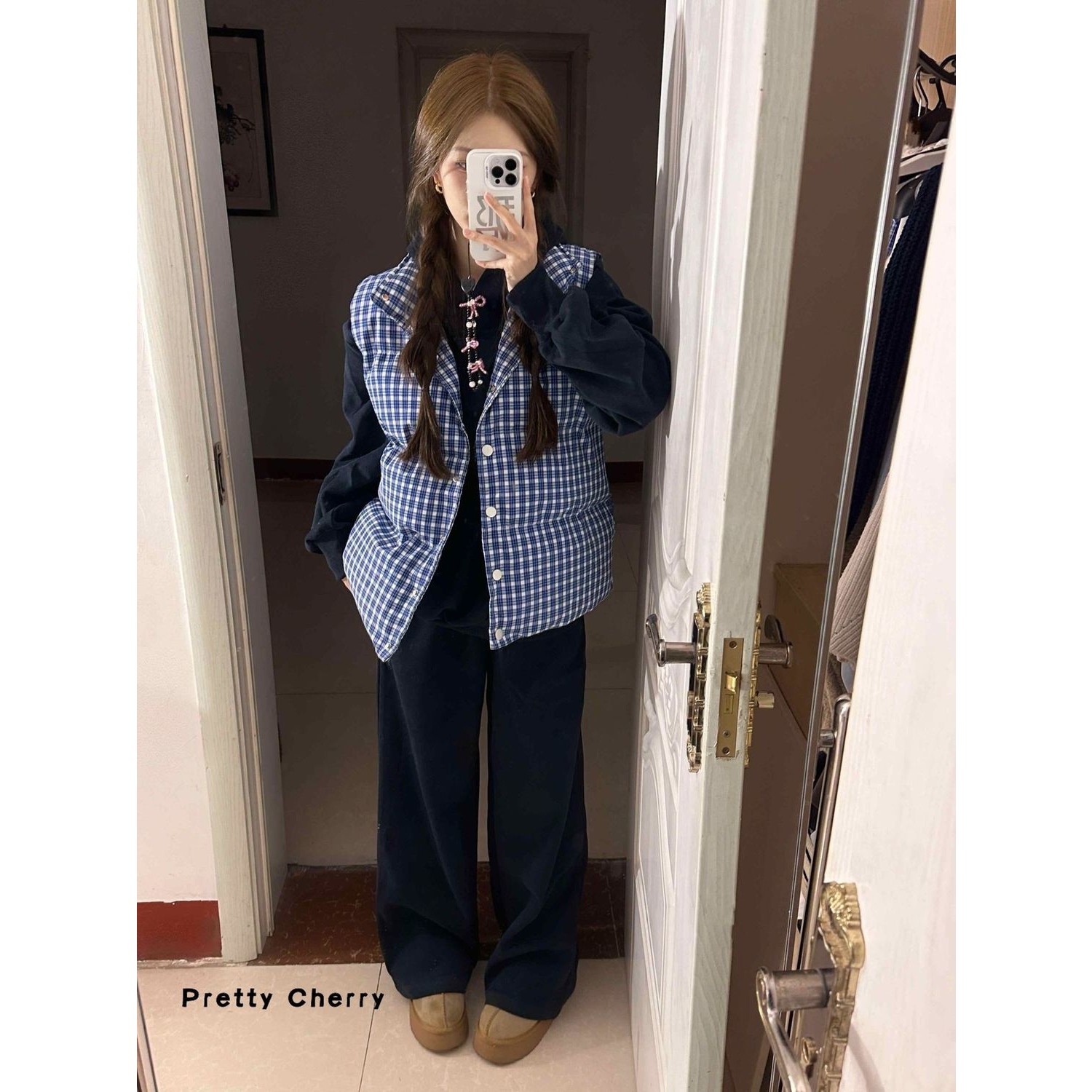 PrettyCherry韩系宽松加绒卫衣女冬季叠穿马甲棉服休闲秋冬季外套
