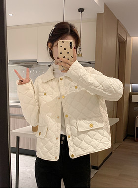 棉服女2024年冬季新款香风短款小个子菱格绗缝炸街韩版薄款外套