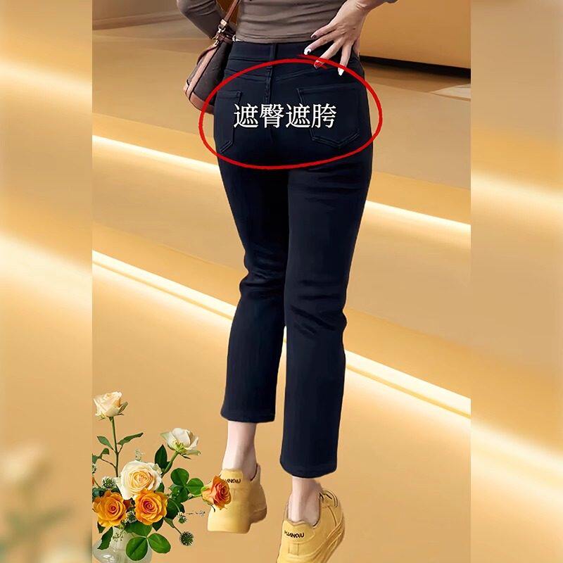 黑色高腰烟管裤女2025新款春秋夏季薄款直筒牛仔裤七八九分小个子