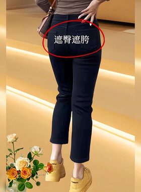 黑色高腰烟管裤女2025新款春秋夏季薄款直筒牛仔裤七八九分小个子