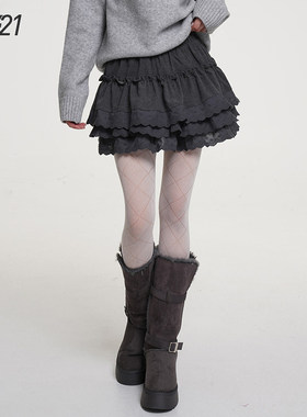 Vee21 灰色蓬蓬半身裙蛋糕裙短裙绝美漂亮小裙子日杂日系甜妹穿搭
