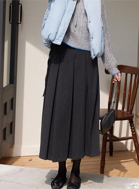 「MISAZ 」面料质感超棒！冬季加厚 经典系带百褶中长裙 沉甸甸~