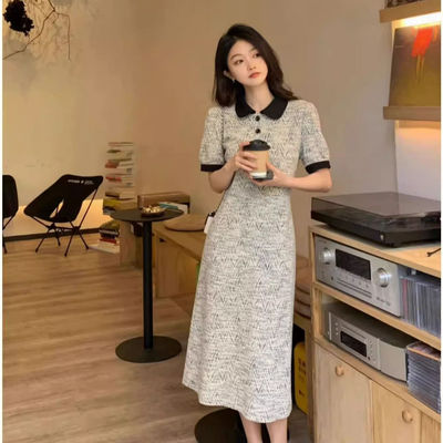 法式质感高级感修身显瘦气质Polo领小香风连衣裙子女夏季2025新款