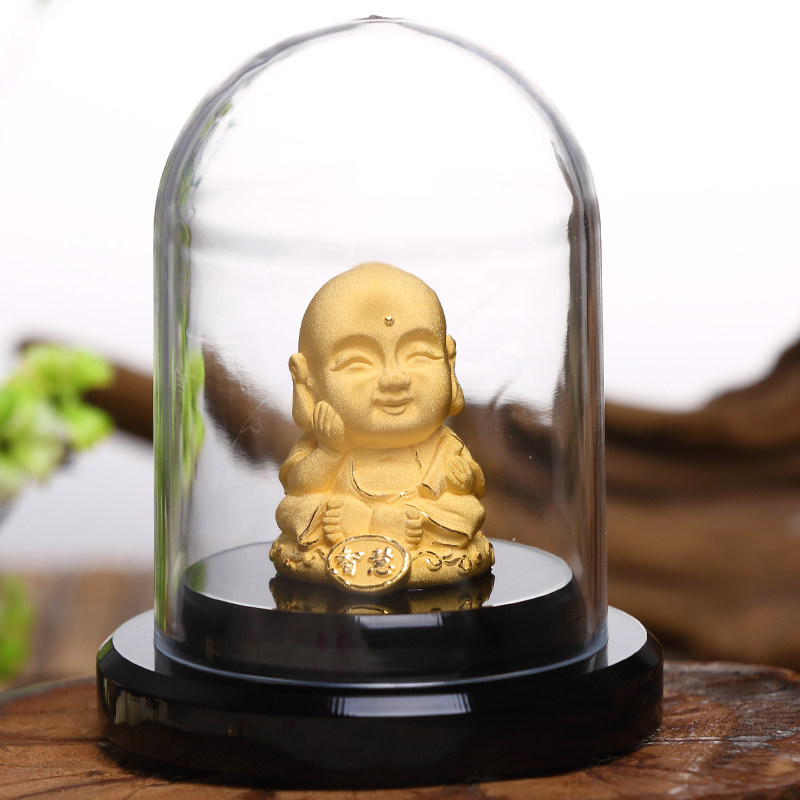 金银个性禅意小和尚沙弥车内饰品汽车摆件电视柜酒柜家居饰品礼物